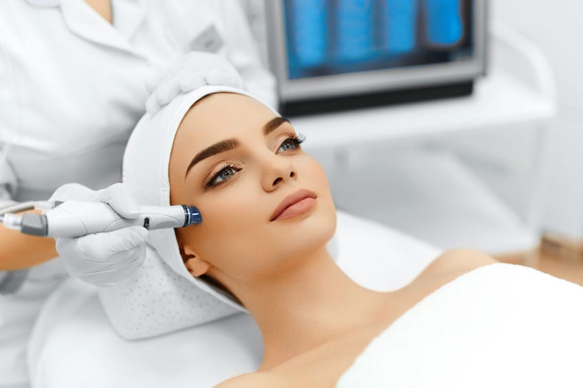 Face Skin Care. Facial Hydro Microdermabrasion Peeling Treatment